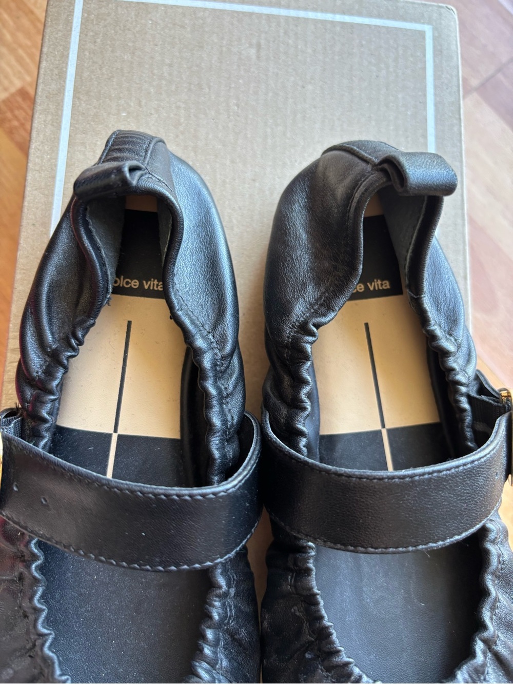 Dolce Vita Caely Black Mary Jane Ballet Flats with Gold Buckle - Picture 6 of 14